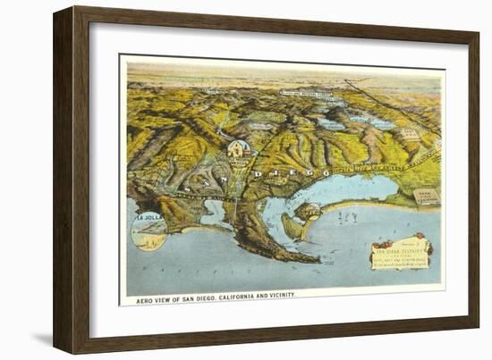 Relief Map of San Diego, California-null-Framed Art Print