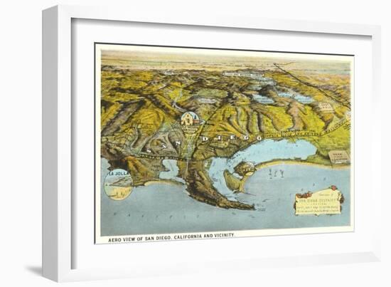 Relief Map of San Diego, California-null-Framed Art Print