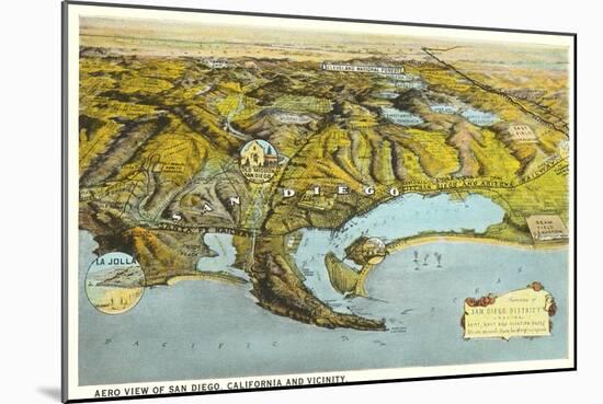 Relief Map of San Diego, California-null-Mounted Art Print