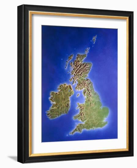 Relief Map of the United Kingdom And Eire-Julian Baum-Framed Photographic Print