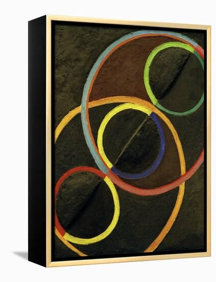 Relief Noir Avec des Cercles de Couleur (Black Relief with Colour Circles), 1930-32-Robert Delaunay-Framed Premier Image Canvas