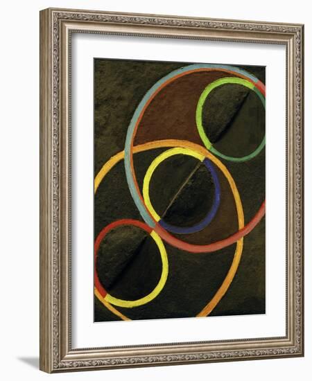 Relief Noir Avec des Cercles de Couleur (Black Relief with Colour Circles), 1930-32-Robert Delaunay-Framed Giclee Print