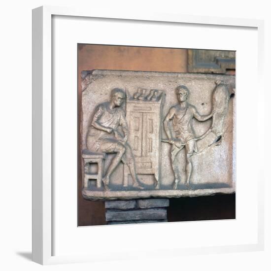 Relief of a Roman shoemaker and ropemaker. Artist: Unknown-Unknown-Framed Giclee Print