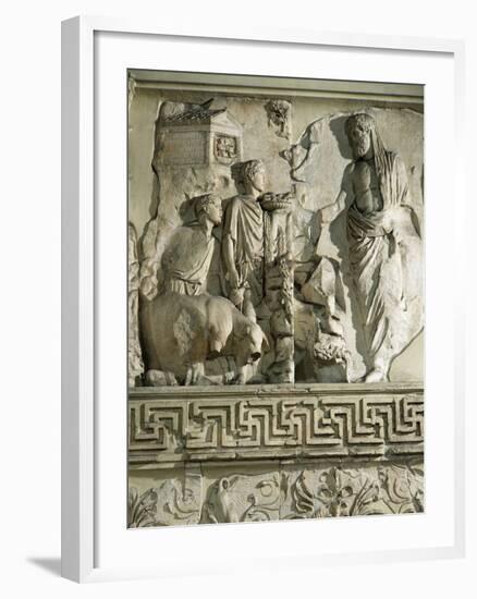 Relief of Aeneas Sacrificing to Penates, on Ara Pacis Augustae, Altar Built Between 13 and 9 B.C.-null-Framed Giclee Print