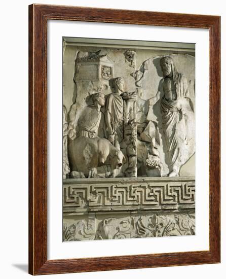 Relief of Aeneas Sacrificing to Penates, on Ara Pacis Augustae, Altar Built Between 13 and 9 B.C.-null-Framed Giclee Print