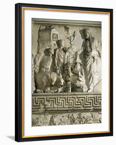 Relief of Aeneas Sacrificing to Penates, on Ara Pacis Augustae, Altar Built Between 13 and 9 B.C.-null-Framed Giclee Print