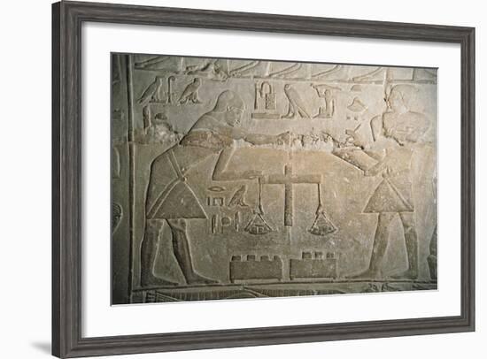 Relief of Goldsmiths Weighing Gold-null-Framed Giclee Print