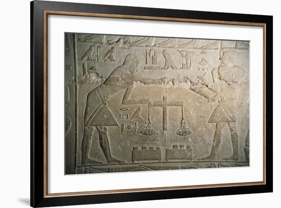 Relief of Goldsmiths Weighing Gold-null-Framed Giclee Print