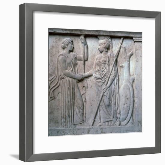 Relief of Hera and Athena clasping hands, 5th century BC. Artist: Unknown-Unknown-Framed Giclee Print