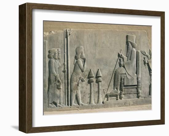 Relief of the Enthronement of Darius, Persepolis, Unesco World Heritage Site, Iran, Middle East-Desmond Harney-Framed Photographic Print