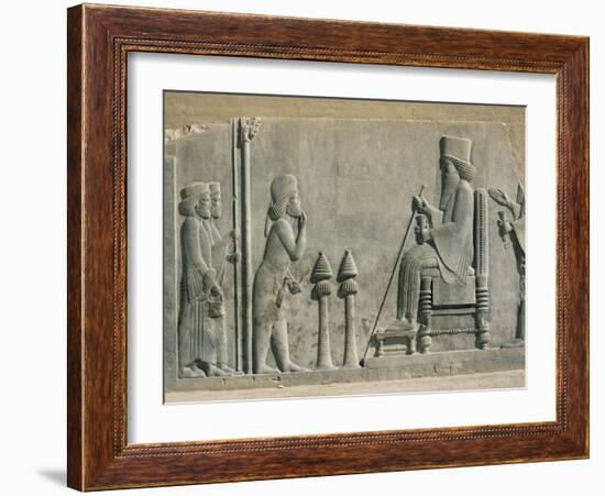 Relief of the Enthronement of Darius, Persepolis, Unesco World Heritage Site, Iran, Middle East-Desmond Harney-Framed Photographic Print