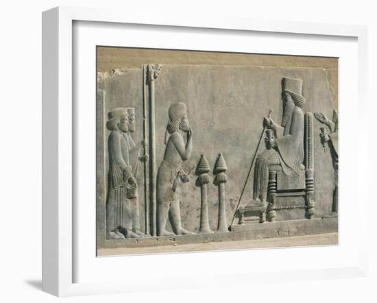 Relief of the Enthronement of Darius, Persepolis, Unesco World Heritage Site, Iran, Middle East-Desmond Harney-Framed Photographic Print