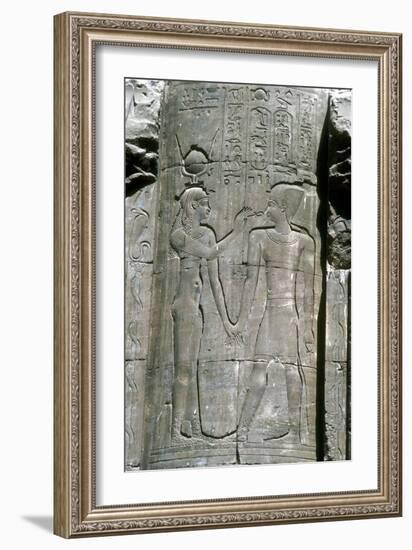 Relief of the goddess Hathor, Temple of Horus, Edfu, Egypt, Ptolemaic Period, c251 BC-c246 BC-Unknown-Framed Giclee Print