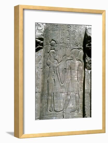 Relief of the goddess Hathor, Temple of Horus, Edfu, Egypt, Ptolemaic Period, c251 BC-c246 BC-Unknown-Framed Giclee Print