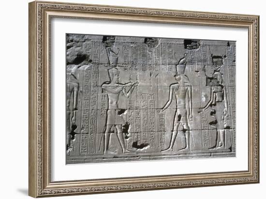 Relief of the Pharaoh before Horus, Temple of Horus, Edfu, Egypt, Ptolemaic Period, c251 BC-c246 BC-Unknown-Framed Giclee Print