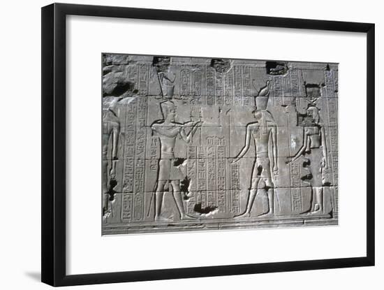 Relief of the Pharaoh before Horus, Temple of Horus, Edfu, Egypt, Ptolemaic Period, c251 BC-c246 BC-Unknown-Framed Giclee Print