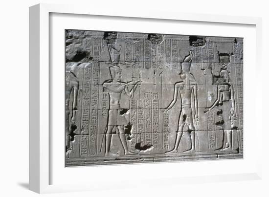 Relief of the Pharaoh before Horus, Temple of Horus, Edfu, Egypt, Ptolemaic Period, c251 BC-c246 BC-Unknown-Framed Giclee Print