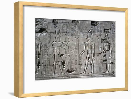 Relief of the Pharaoh before Horus, Temple of Horus, Edfu, Egypt, Ptolemaic Period, c251 BC-c246 BC-Unknown-Framed Giclee Print