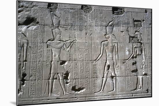 Relief of the Pharaoh before Horus, Temple of Horus, Edfu, Egypt, Ptolemaic Period, c251 BC-c246 BC-Unknown-Mounted Giclee Print