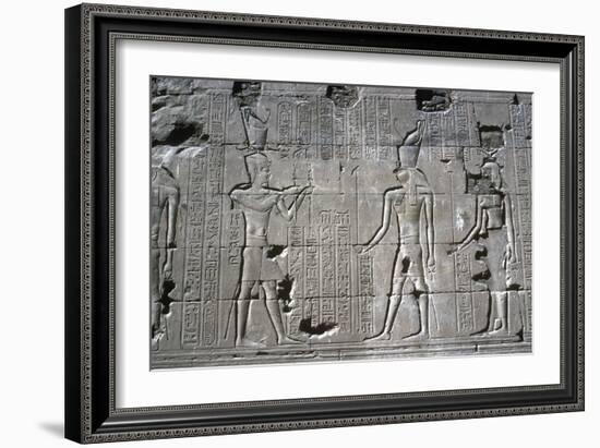 Relief of the Pharaoh before Horus, Temple of Horus, Edfu, Egypt, Ptolemaic Period, c251 BC-c246 BC-Unknown-Framed Giclee Print