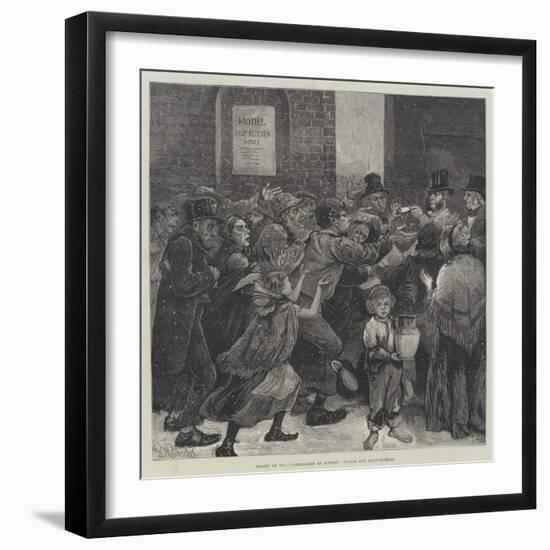 Relief of the Unemployed in London, Giving Out Soup-Tickets-null-Framed Giclee Print