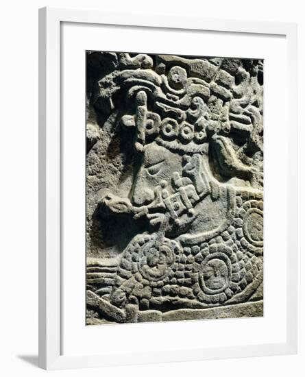 Relief Showing a Head of a Priest, Artifact Originating from an Architrave 53, Yaxchilan-null-Framed Giclee Print