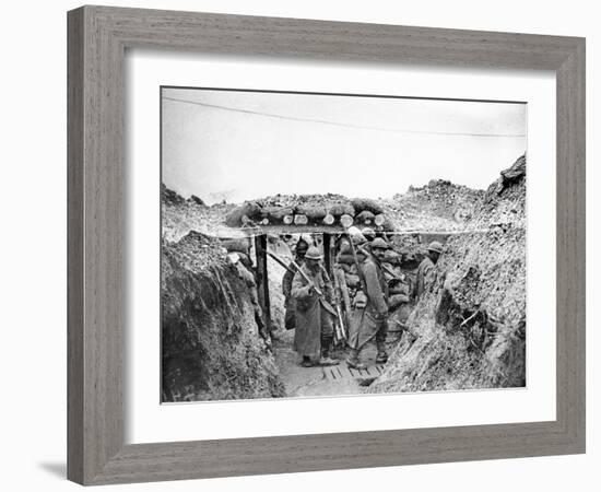 Relief Soldiers in a Trench in Champagne, 1915-16-Jacques Moreau-Framed Photographic Print