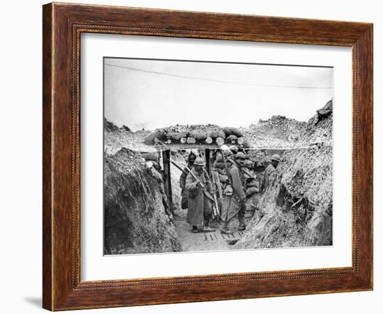 Relief Soldiers in a Trench in Champagne, 1915-16-Jacques Moreau-Framed Photographic Print