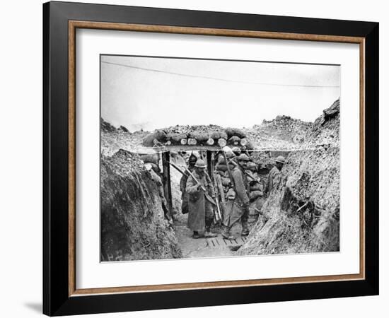 Relief Soldiers in a Trench in Champagne, 1915-16-Jacques Moreau-Framed Photographic Print