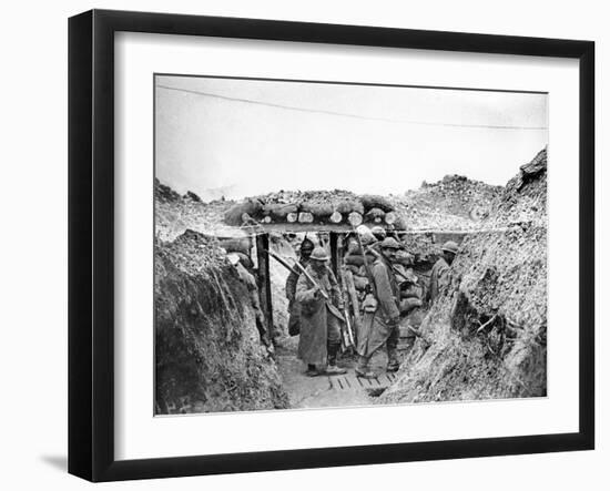 Relief Soldiers in a Trench in Champagne, 1915-16-Jacques Moreau-Framed Photographic Print