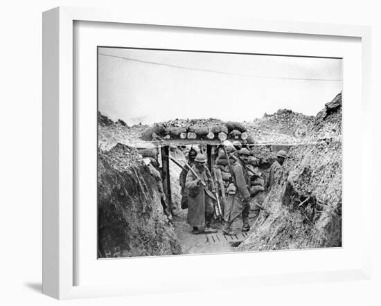 Relief Soldiers in a Trench in Champagne, 1915-16-Jacques Moreau-Framed Photographic Print