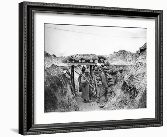 Relief Soldiers in a Trench in Champagne, 1915-16-Jacques Moreau-Framed Photographic Print