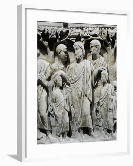 Relief with Scenes from Old and New Testament of Noah Blessing His Sons Sem and Japheth-null-Framed Giclee Print