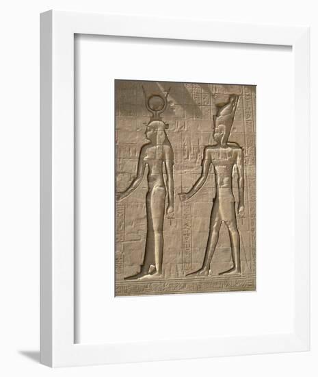 Reliefs on the outer back wall of the temple complex of Edfu, Egypt-Werner Forman-Framed Photographic Print