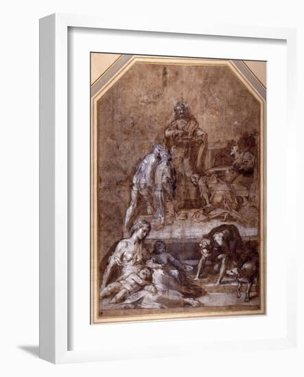 Religious Allegory, the Gathering of the Manna and the Institution of the Eucharist-Federico Barocci-Framed Giclee Print