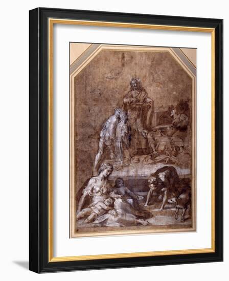 Religious Allegory, the Gathering of the Manna and the Institution of the Eucharist-Federico Barocci-Framed Giclee Print