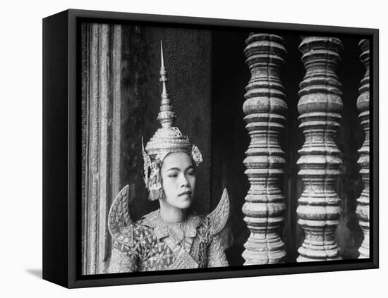 Religious Dancer at Temple of Angkor Wat, Wearing Richly Embroidered and Ornamented Costumes-Eliot Elisofon-Framed Premier Image Canvas