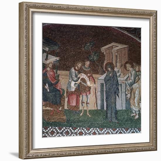 Religious depiction of the taking of the census for taxation, 14th century. Artist: Unknown-Unknown-Framed Giclee Print