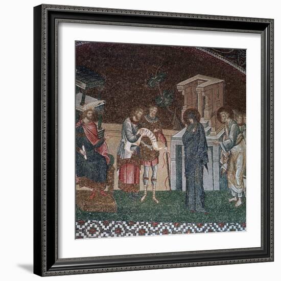 Religious depiction of the taking of the census for taxation, 14th century. Artist: Unknown-Unknown-Framed Giclee Print