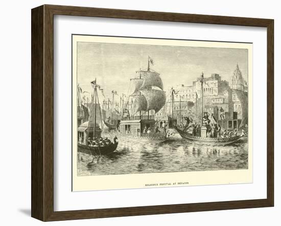 Religious Festival at Benares-null-Framed Giclee Print