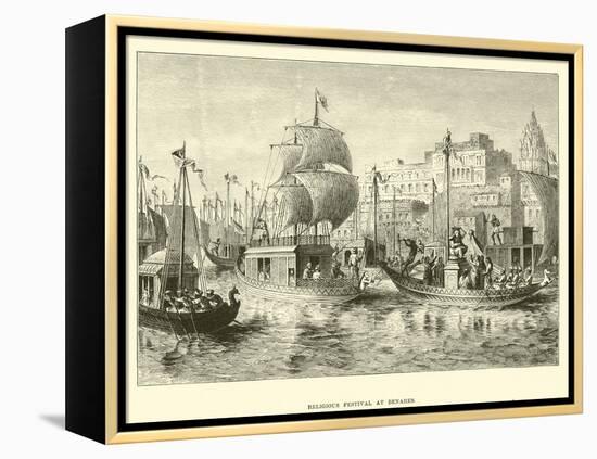 Religious Festival at Benares-null-Framed Premier Image Canvas