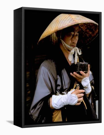 Religious Man Praying, Kyoto, Japan-Bill Bachmann-Framed Premier Image Canvas