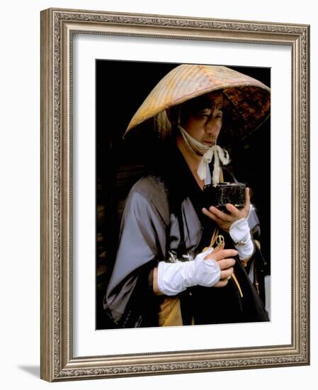 Religious Man Praying, Kyoto, Japan-Bill Bachmann-Framed Photographic Print