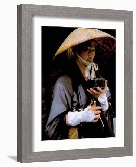 Religious Man Praying, Kyoto, Japan-Bill Bachmann-Framed Photographic Print