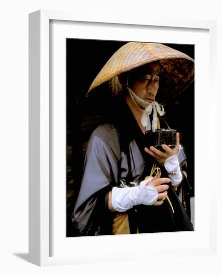 Religious Man Praying, Kyoto, Japan-Bill Bachmann-Framed Photographic Print