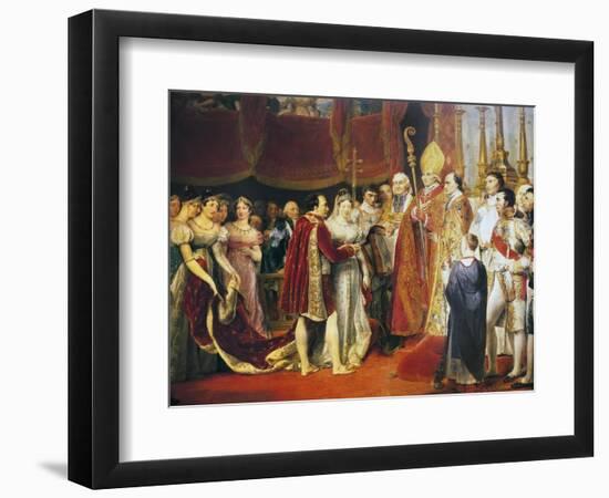 Religious Marriage of Napoleon I and Marie-Louise in Salon Carre at Louvre, on 2 April, 1810-Georges Rouget-Framed Giclee Print