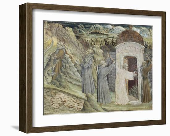 Religious Men Destroying Hut and Breaking Sword-Giovanni di Paolo-Framed Giclee Print