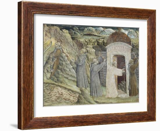 Religious Men Destroying Hut and Breaking Sword-Giovanni di Paolo-Framed Giclee Print