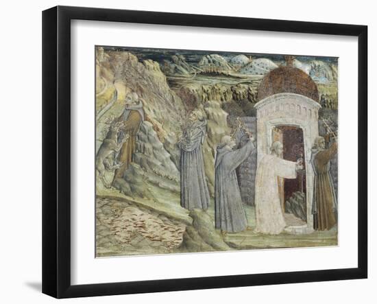 Religious Men Destroying Hut and Breaking Sword-Giovanni di Paolo-Framed Giclee Print