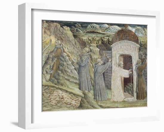 Religious Men Destroying Hut and Breaking Sword-Giovanni di Paolo-Framed Giclee Print